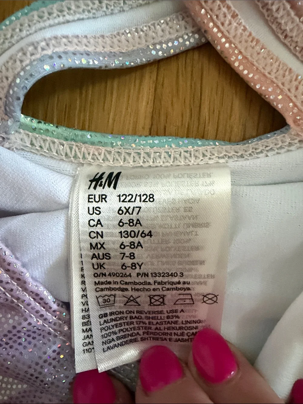 H&M Shimmer Pastel Rainbow Ruffle One-Piece Swimsuit